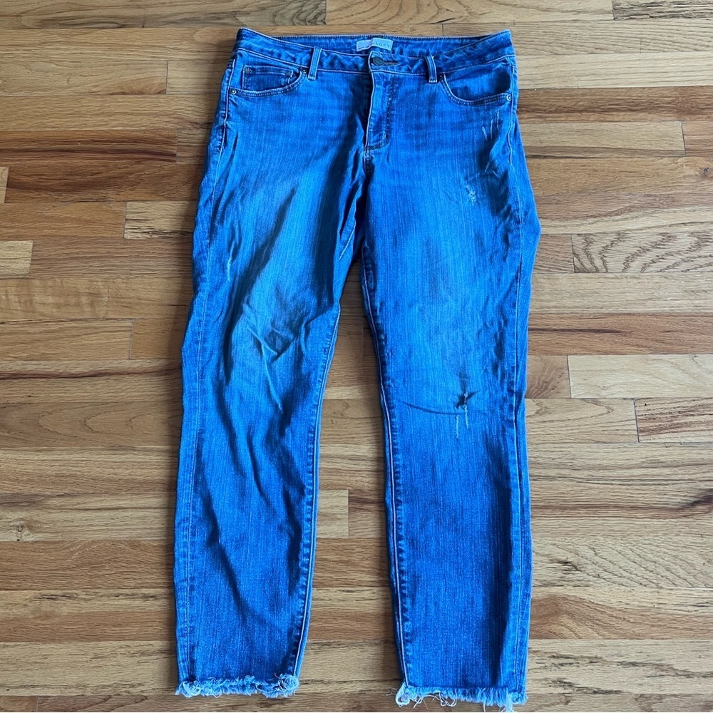 ANN TAYLOR LOFT Curvy Skinny Jeans Raw Hem 8